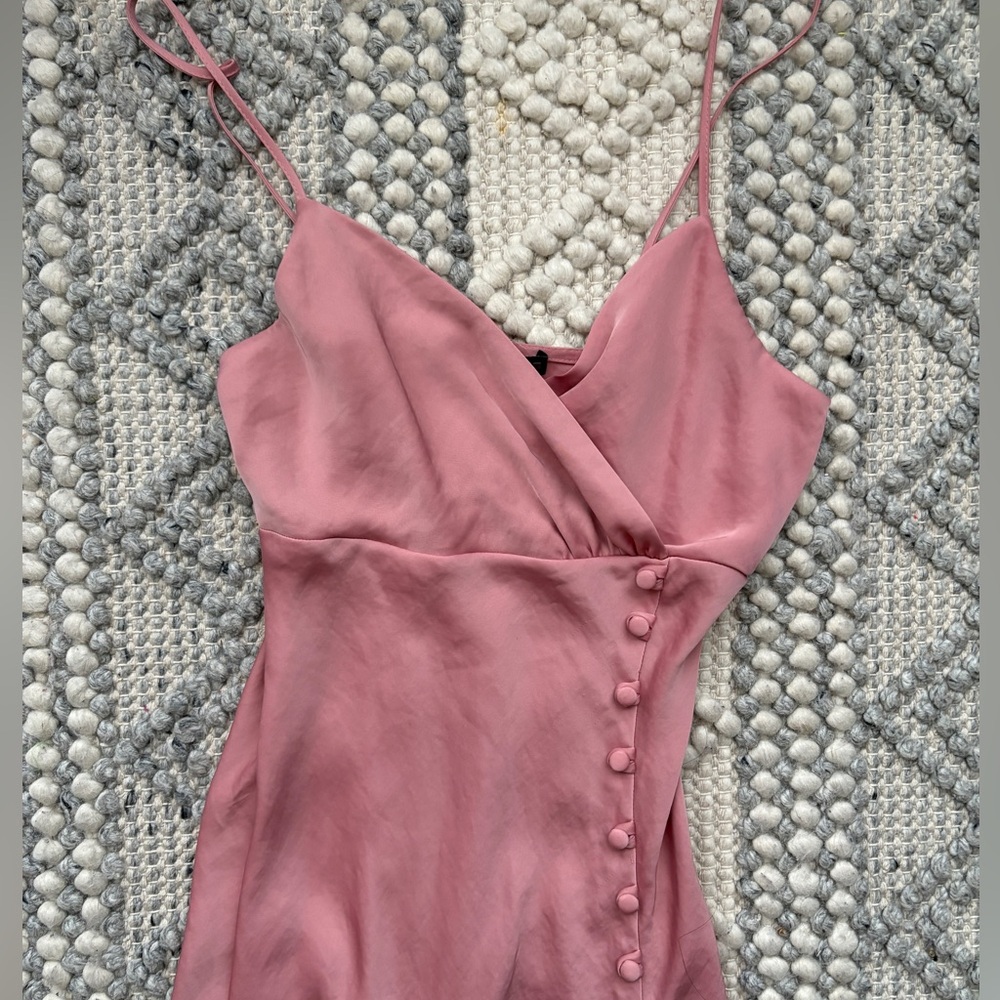 Zara Satin Pink Maxi Slip Dress XS